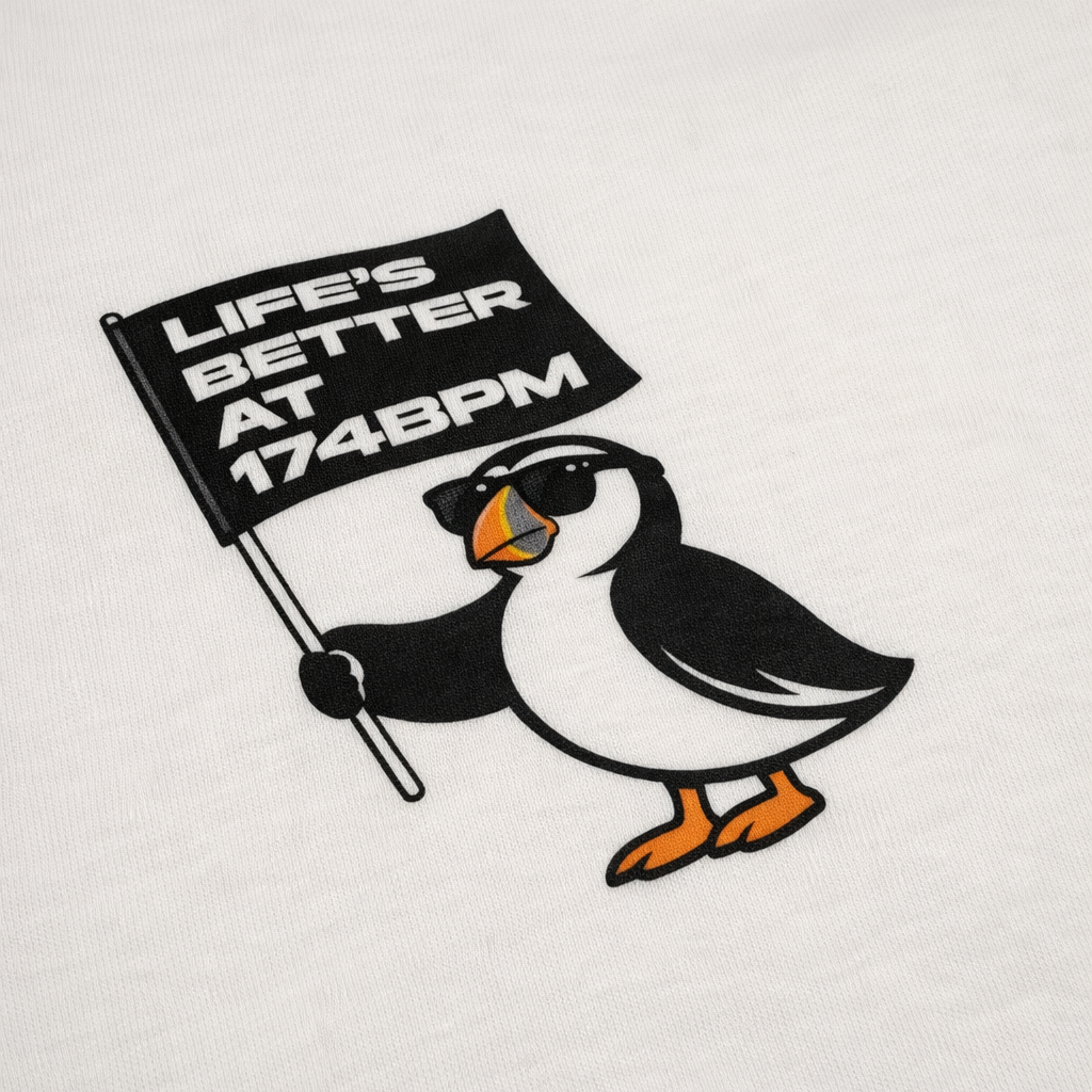 'Life's Better At 174BPM' Puffin Flag T-Shirt